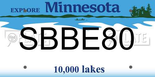 SBBE80 Minnesota License Plate
