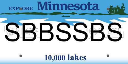 SBBSSBS Minnesota License Plate