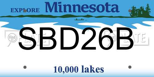 SBD26B Minnesota License Plate