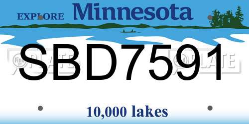 SBD7591 Minnesota License Plate