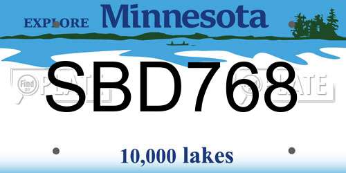 SBD768 Minnesota License Plate
