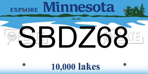 SBDZ68 Minnesota License Plate