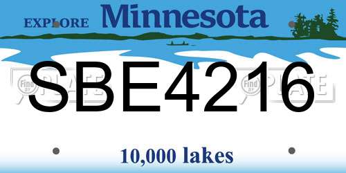 SBE4216 Minnesota License Plate
