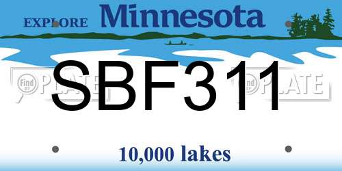 SBF311 Minnesota License Plate