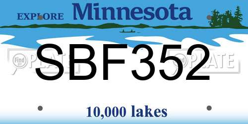 SBF352 Minnesota License Plate