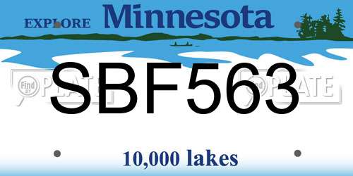 SBF563 Minnesota License Plate