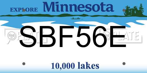SBF56E Minnesota License Plate