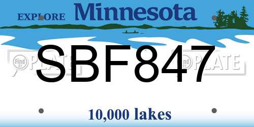 SBF847 Minnesota License Plate