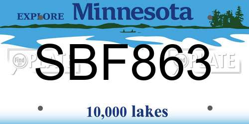 SBF863 Minnesota License Plate