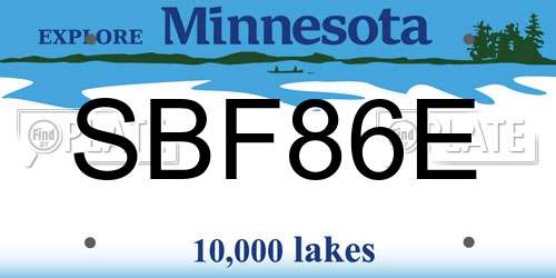 SBF86E Minnesota License Plate