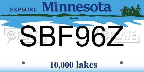 SBF96Z Minnesota License Plate