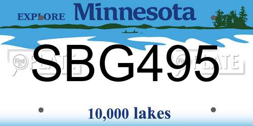 SBG495 Minnesota License Plate