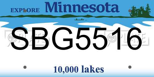 SBG5516 Minnesota License Plate