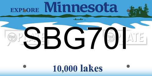 SBG70I Minnesota License Plate