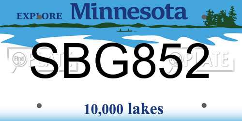 SBG852 Minnesota License Plate