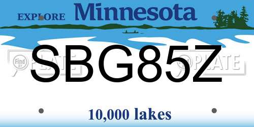 SBG85Z Minnesota License Plate
