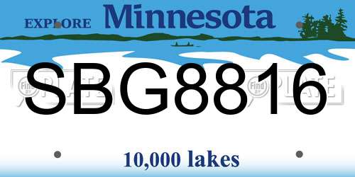 SBG8816 Minnesota License Plate