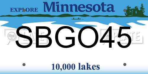 SBGO45 Minnesota License Plate