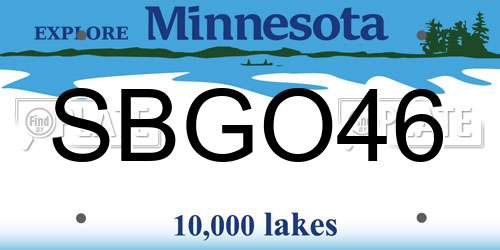 SBGO46 Minnesota License Plate