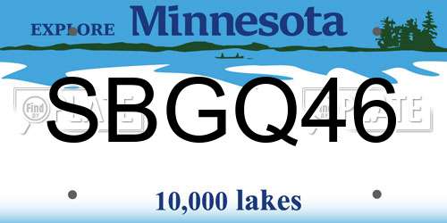 SBGQ46 Minnesota License Plate