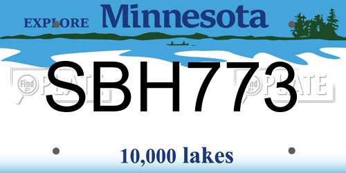 SBH773 Minnesota License Plate
