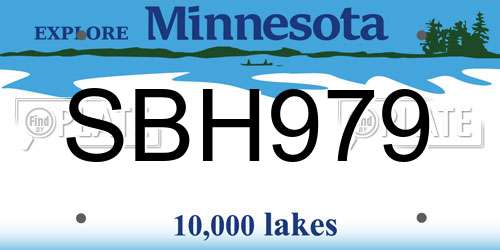 SBH979 Minnesota License Plate