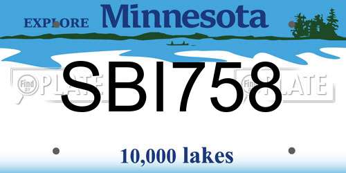 SBI758 Minnesota License Plate