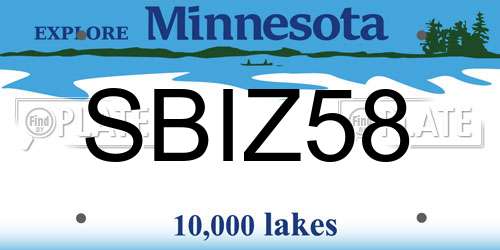 SBIZ58 Minnesota License Plate