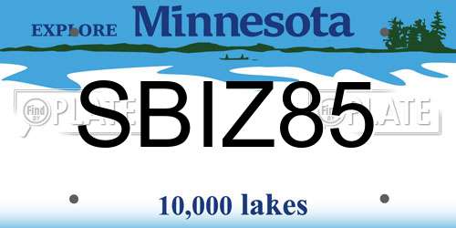 SBIZ85 Minnesota License Plate