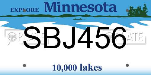 SBJ456 Minnesota License Plate