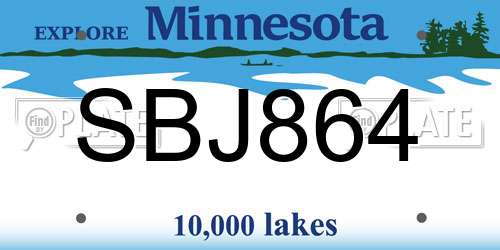 SBJ864 Minnesota License Plate