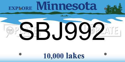 SBJ992 Minnesota License Plate