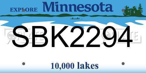 SBK2294 Minnesota License Plate
