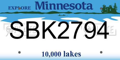 SBK2794 Minnesota License Plate