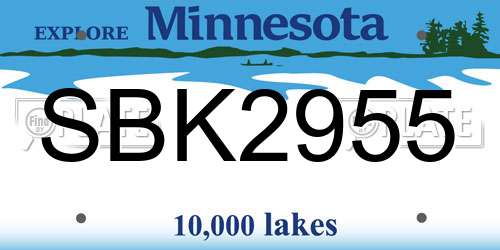 SBK2955 Minnesota License Plate