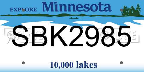SBK2985 Minnesota License Plate