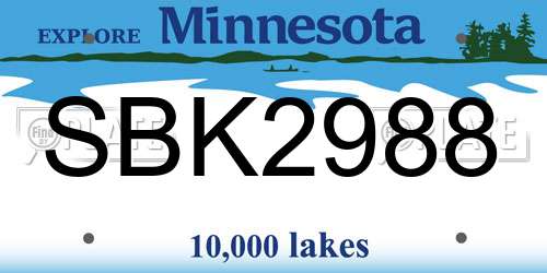 SBK2988 Minnesota License Plate