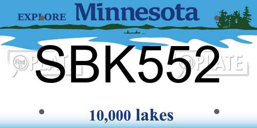SBK552 Minnesota License Plate