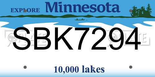 SBK7294 Minnesota License Plate