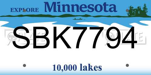 SBK7794 Minnesota License Plate