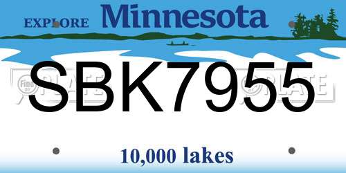 SBK7955 Minnesota License Plate