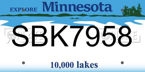 SBK7958 Minnesota License Plate