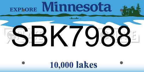 SBK7988 Minnesota License Plate