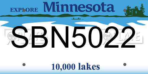 SBN5022 Minnesota License Plate