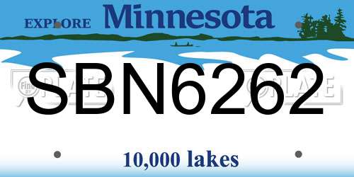 SBN6262 Minnesota License Plate