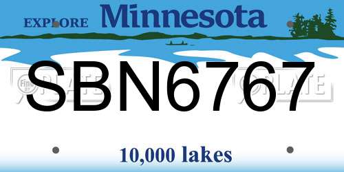 SBN6767 Minnesota License Plate