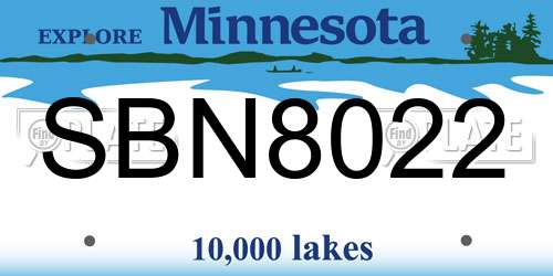 SBN8022 Minnesota License Plate