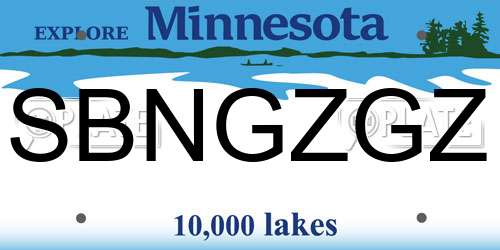 SBNGZGZ Minnesota License Plate