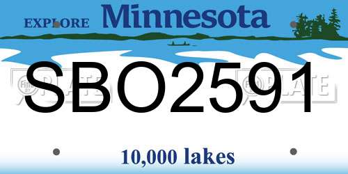 SBO2591 Minnesota License Plate