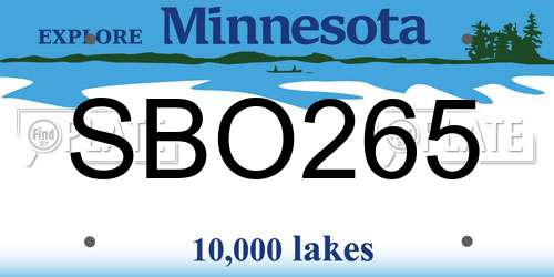 SBO265 Minnesota License Plate